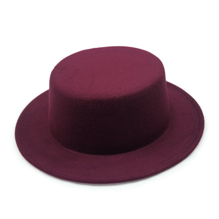 SUPERVALUECHOICE HCSEK00044 Vintage Flat Top Fedora Hat Wide Brim Jazz Style Unisex Cap