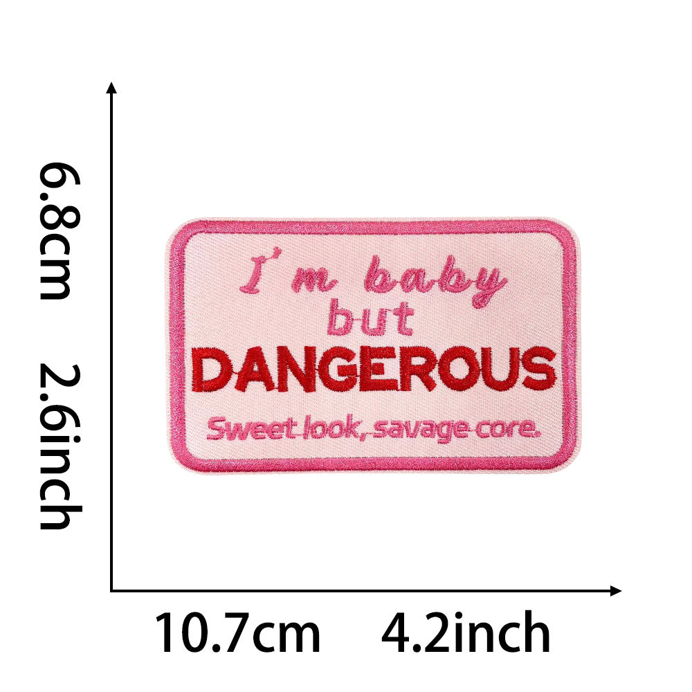 SUPERVALUECHOICE HCSEYB00025 Pink English Letter Embroidered Fabric Patch