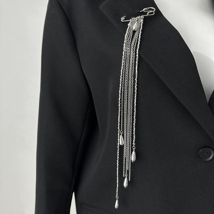 SUPERVALUECHOICE HCSESA00121  Women's Modest Brooch, Suit Lapel Pin, INS Style Teardrop Tassel Pearl Chain Pendant, Unique Niche Birthday Gift