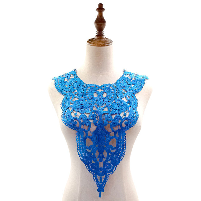 SUPERVALUECHOICE HCSEYB00092 Hollow Floral Guipure Lace Neck Applique Vibrant Color Rose Embroidery Collar Patch for Blouse Formal Wear Sew Decoration 13.38'' X 17.32''