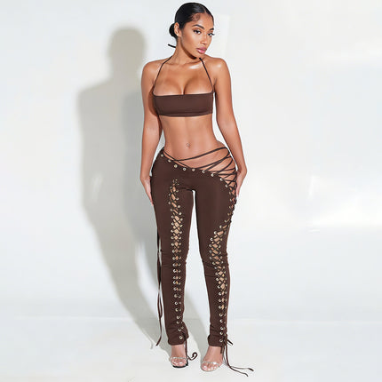 SUPERVALUECHOICE HCSEBB00029 Crop Top & Lace-up Pants Set