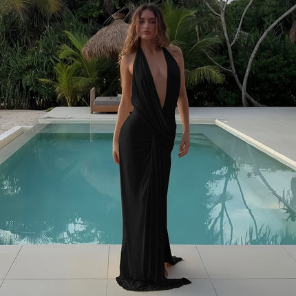 SUPERVALUECHOICE HCSEAA00070 Deep Neck Maxi Dress