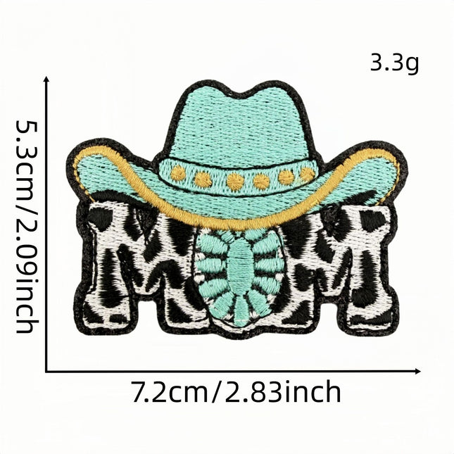 SUPERVALUECHOICE HCSEYSB00006 12 Pack Turquoise Western Cowgirl Iron On Patches Cow Skull Cowboy Hat Boot Cross Embroidered Appliques for Jacket Hat Backpack Clothing DIY Decor