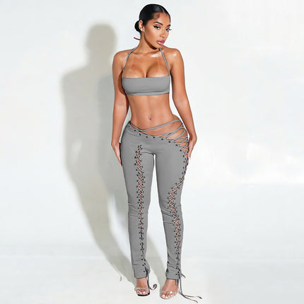 SUPERVALUECHOICE HCSEBB00029 Crop Top & Lace-up Pants Set