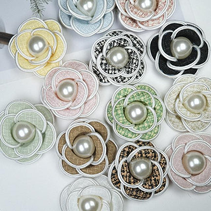 SUPERVALUECHOICE HCSEYD00030 Vintage 3D Pearl Flower Fabric Applique DIY Craft Accessory
