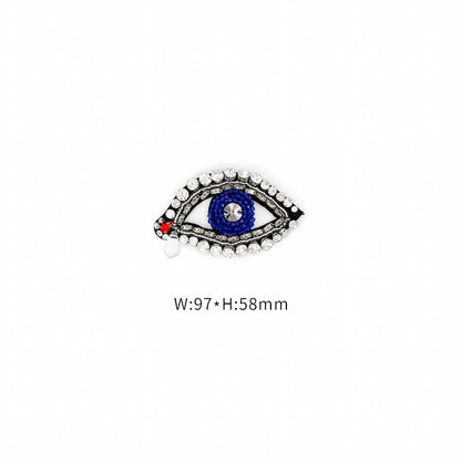 SUPÊR VÃLUE CHOICE  HCSEYD00013 Evil Eye Rhinestone Crystal Applique Blue Beaded Eye Shape Sew On Patch with Teardrop Crystal Tassel for Jacket Bag DIY Craft Decor