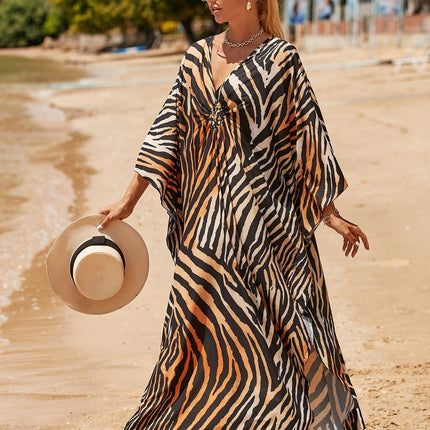 SUPERVALUECHOICE HCSEAD00003 Oversized Kaftan Maxi Dress, V‑Neck Batwing Sleeve Loose Long Caftan, Bohemian Beach Cover‑Up for Women, Plus Size Friendly