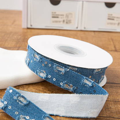 SuperValueChoice HCSEOA011 Denim Thread Decorative Ribbon for Dress Hair Accessory DIY Sewing Craft , width 0.98in width