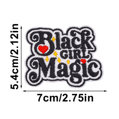 SUPERVALUECHOICE HCSEYSB00108 15Pcs Black Girl Magic Themed Embroidered Iron On Patches Apparel DIY Sewing Decor Appliques