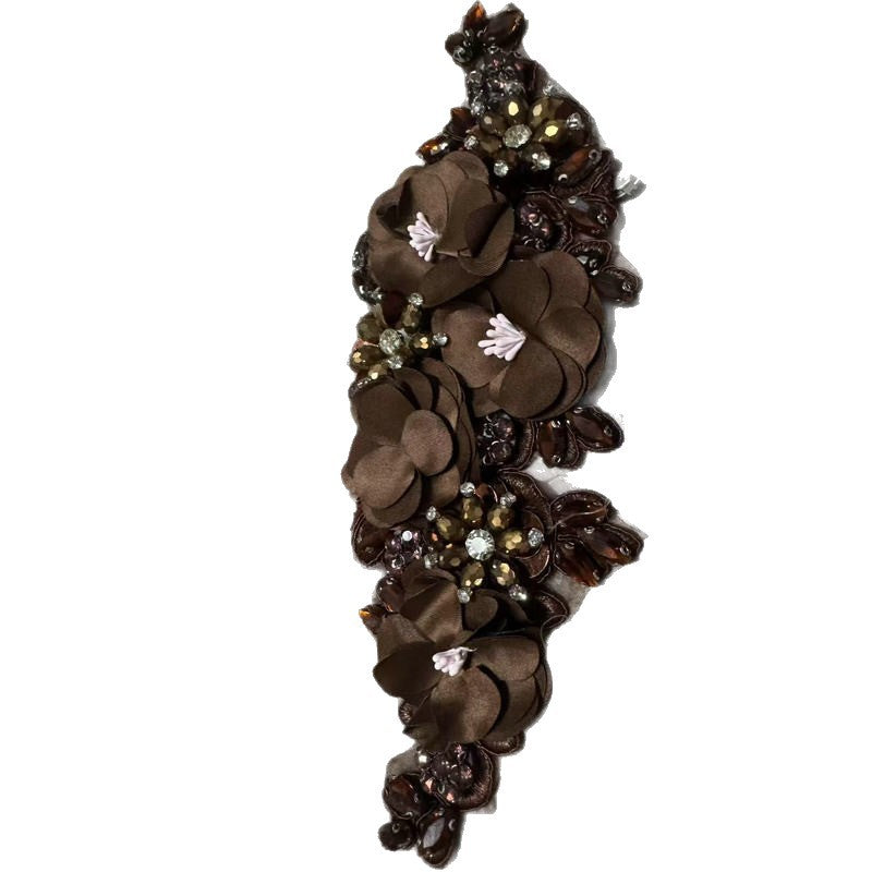 SUPÊR VÃLUE CHOICE  HCSEYD00003 3D White Fabric Flower Rhinestone Bridal Sash Applique Crystal Floral Embellishment Patch for Wedding Dress Gown Belt DIY Craft Decor 4.33"