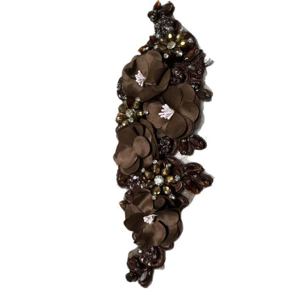 SUPÊR VÃLUE CHOICE  HCSEYD00003 3D White Fabric Flower Rhinestone Bridal Sash Applique Crystal Floral Embellishment Patch for Wedding Dress Gown Belt DIY Craft Decor 4.33"