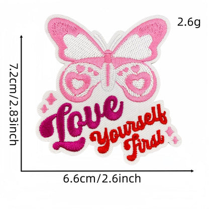 SUPERVALUECHOICE  HCSEYB00005 Sweet and Edgy Heart-Shaped Skull and Butterfly Embroidered Fabric Patch