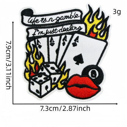 SUPERVALUECHOICE HCSEYSB00023 12Pcs Flame Punk Slogan Embroidered Iron On Patches Edgy Streetwear Clothing Decor Appliques