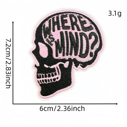 SUPERVALUECHOICE  HCSEYB00005 Sweet and Edgy Heart-Shaped Skull and Butterfly Embroidered Fabric Patch