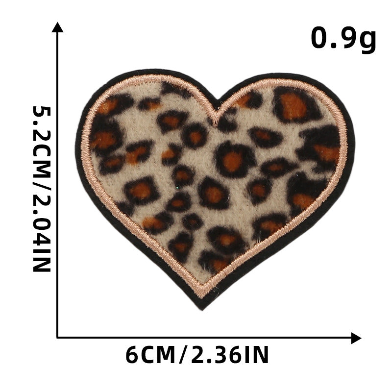 SUPERVALUECHOICE HCSEYSF00003 4 Pieces Leopard Texture Shaped Embroidered Patch Bundle Bow Heart Star Lightning Bolt Iron On Appliques for Denim Jeans Bag Craft Supply