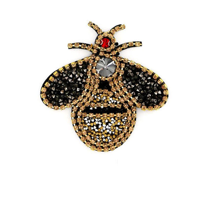 SUPÊR VÃLUE CHOICE  HCSEYD00006 Bee Rhinestone Crystal Applique Gold Black Beaded Insect Patch Sew On Embellishment for Jacket Jeans Tote Bag DIY Craft Decor