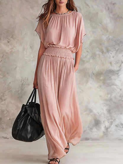 SUPERVALUECHOICE HCSEAA00046 Womens Chiffon Waist-Cinching Ruched Elegant And Sophisticated Long Dress