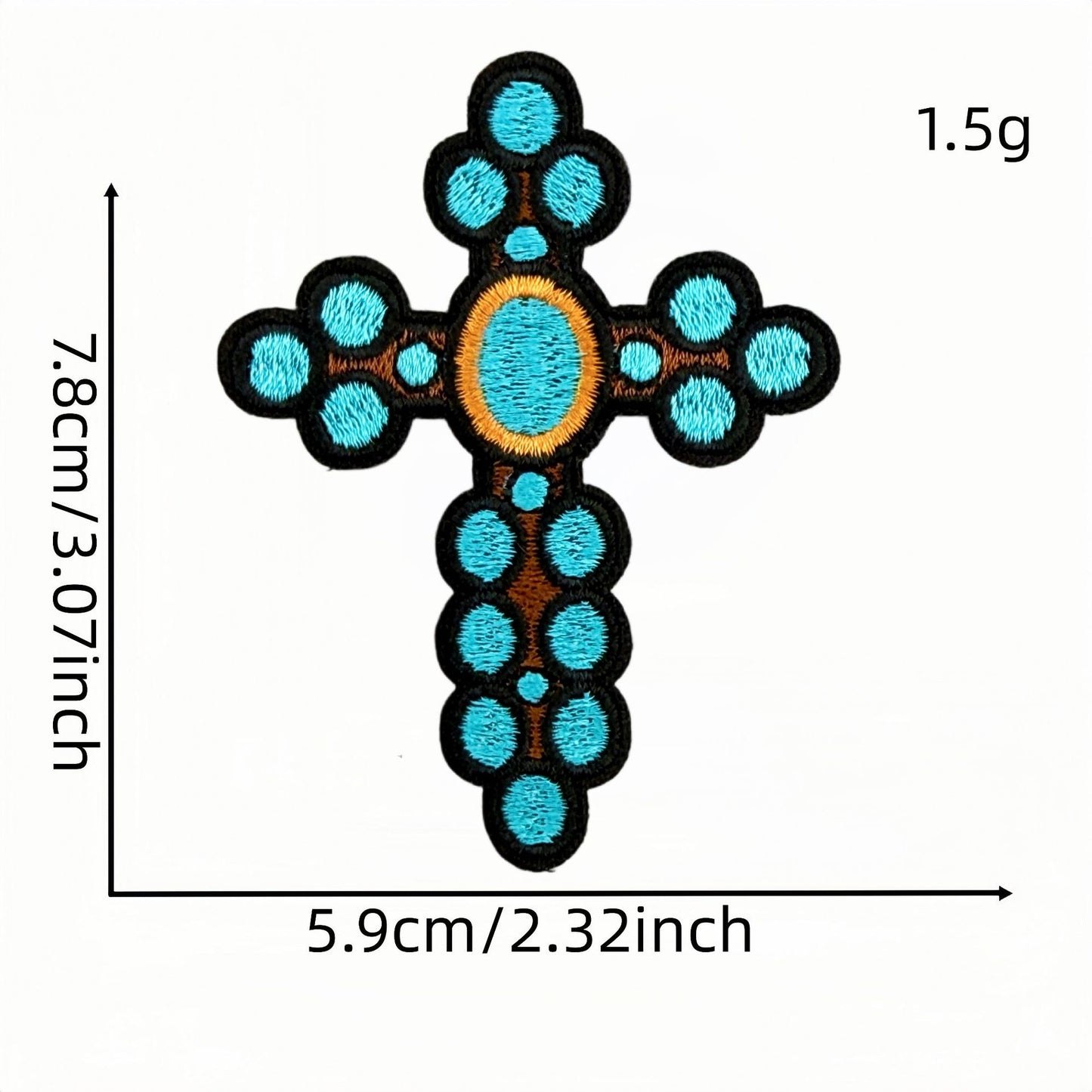 SUPERVALUECHOICE HCSEYSB00033 9Pcs Western Turquoise Leopard Cross Embroidered Iron On Patches Garment DIY Decor Appliques