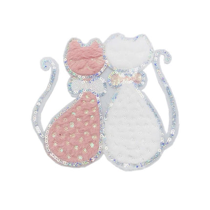 SUPERVALUECHOICE HCSEYC00028 Double Cat Sequin Towel Embroidered Clothing Patch 8.27''×8.27''