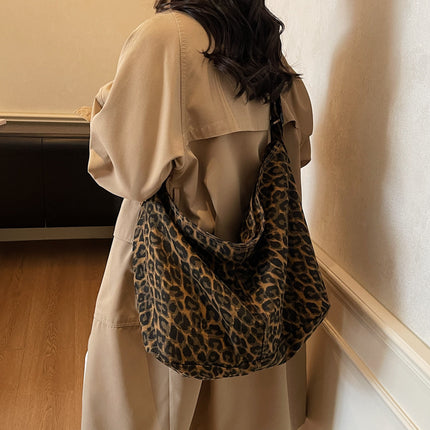 SuperValueChoice HCSEFA00069 Leopard Print Tote Handbag Women Canvas Crossbody Beach Bag Hobo Shoulder Tote Bag Aesthetic Cute Messenger Bag Vintage Crossbody Back