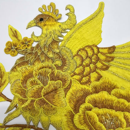 SUPERVALUECHOICE HCSEYB00045 Long Tail Phoenix Peony Floral Embroidery Patch  12.59'' X 27.55''