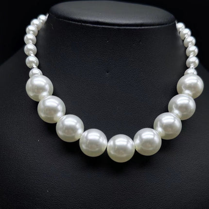 SUPERVALUECHOICE HCSEN00001 Classic White Single Strand Big Pearl Collar Necklace for Women Daily & Party Jewelry