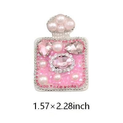 SUPERVALUECHOICE HCSEYD00018 Assorted Rhinestone Pearl Beaded Iron On Patches Cross & Perfume Bottle Shape Clothing DIY Appliques
