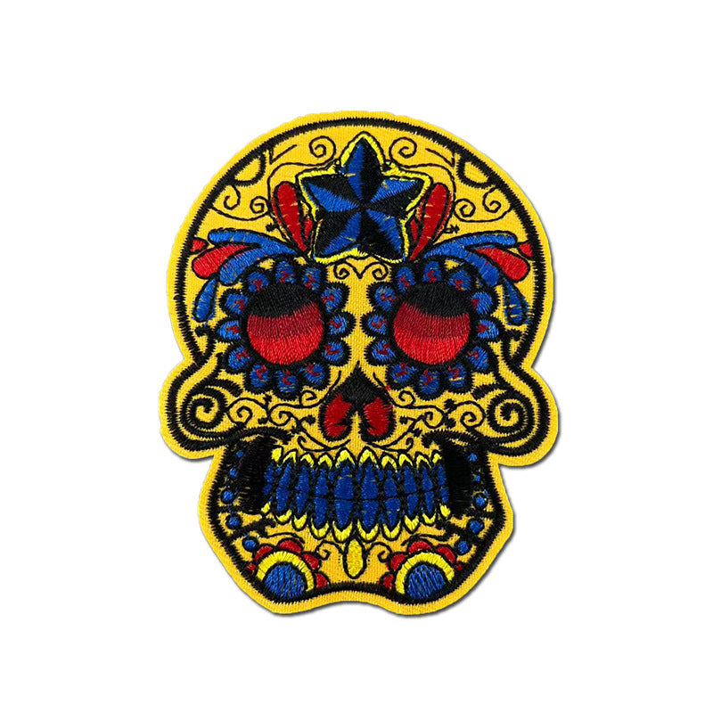 SUPERVALUECHOICE HCSEYSB00028 9Pcs Sugar Skull Skeleton Hand Embroidered Iron On Patches Gothic Streetwear Clothing Appliques