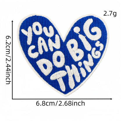 SUPERVALUECHOICE HCSEYSB00030 15Pcs Blue Positive Quote Embroidered Iron On Patches Inspirational Clothing DIY Decor Appliques