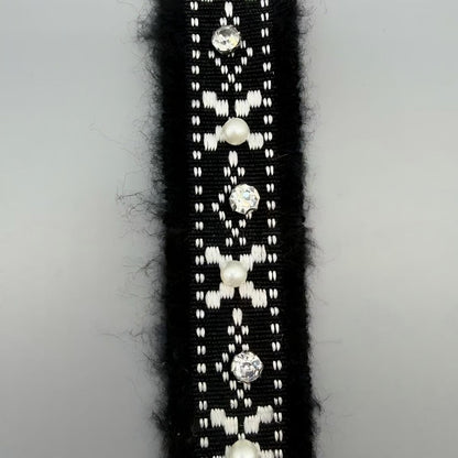 SuperValueChoice HCSEOA00006 Pearl Rhinestone Fringed Tweed Lace Trim Gold Thread Woven Ribbon for Coat Dress DIY Sewing Craft Decor,1.18in width
