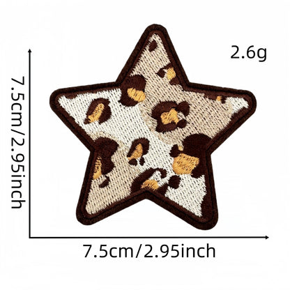 SUPERVALUECHOICE HCSEYSB00005 20 Pack Animal Print Star Heart Iron On Patches Leopard Tiger Giraffe Zebra Cow Pattern Embroidered Appliques for Jacket Hat Backpack DIY Clothing Decor