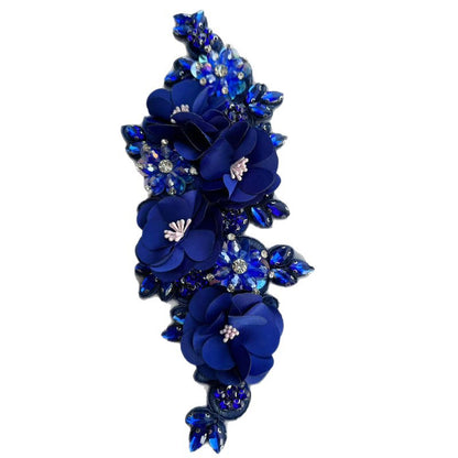 SUPÊR VÃLUE CHOICE  HCSEYD00003 3D White Fabric Flower Rhinestone Bridal Sash Applique Crystal Floral Embellishment Patch for Wedding Dress Gown Belt DIY Craft Decor 4.33"