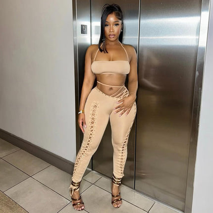 SUPERVALUECHOICE HCSEBB00029 Crop Top & Lace-up Pants Set