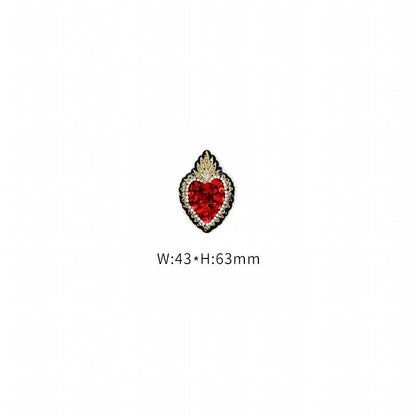 SUPÊR VÃLUE CHOICE  HCSEYD00014 Sacred Heart Sequin Beaded Applique Gold Radiant Heart Rhinestone Sew On Patch for Jacket Jeans Tote Bag DIY Craft Decor