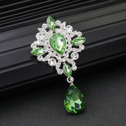 SUPERVALUECHOICE HCSESC00002 DIY Crafts Rhinestone Alloy Brooch Accessories Silver Flat Back 1.45*2.63inch Crystal Brooch Sparkling Crystal