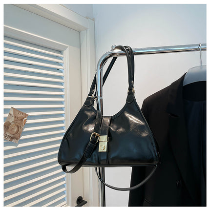 SuperValueChoice HCSEFA00068 Vintage Lock Hobo Shoulder Bag, 2‑Way Wear Retro Top‑Handle Handbag, Removable Crossbody Strap Purse for Women