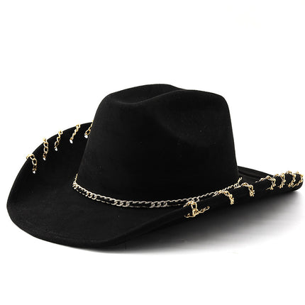 SUPERVALUECHOICE HCSEK00040 Suede Western Cowboy Hat Unisex Wide Brim Hip Hop Style