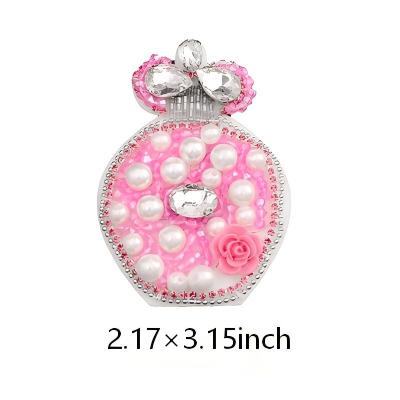 SUPERVALUECHOICE HCSEYD00018 Assorted Rhinestone Pearl Beaded Iron On Patches Cross & Perfume Bottle Shape Clothing DIY Appliques