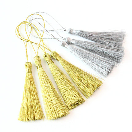 SUPERVALUECHOICE HCSEYE00015 Metallic Gold Silver Tassel Charms, DIY Jewelry Making Tassels