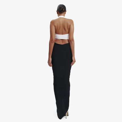 SUPERVALUECHOICE HCSEAC00015 Halterneck Cut-Out Maxi Dress With Flowing Chiffon Skirt