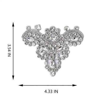 SUPERVALUECHOICE HCSEYD00042 Handmade Rhinestone Applique, Crystal Beaded Patch for Wedding Dress, Evening Gown, Costume DIY Sew On Embellishment