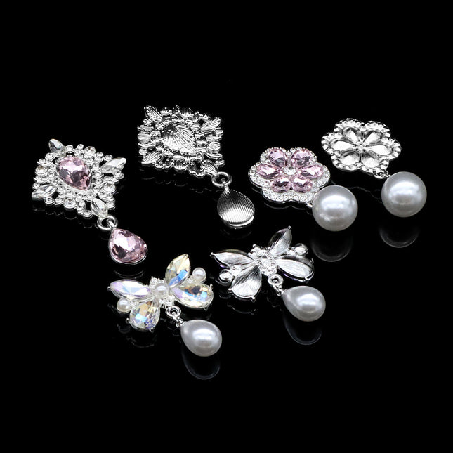 SUPERVALUECHOICE HCSESC00004 DIY Crafts Rhinestone Alloy Brooch Accessories Silver Flat Back 1.37*2.63inch Crystal Brooch Sparkling Crystal