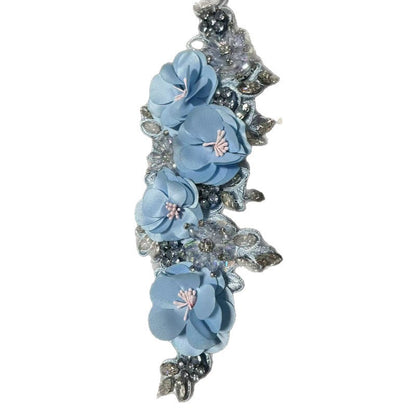 SUPÊR VÃLUE CHOICE  HCSEYD00003 3D White Fabric Flower Rhinestone Bridal Sash Applique Crystal Floral Embellishment Patch for Wedding Dress Gown Belt DIY Craft Decor 4.33"