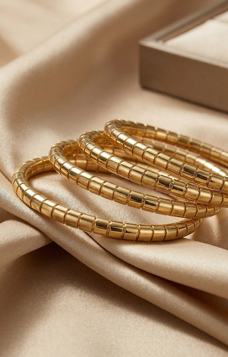 SUPÊR VÃLUE CHOICE HCSEX00006 Rose Gold Cylindrical Link Bracelet