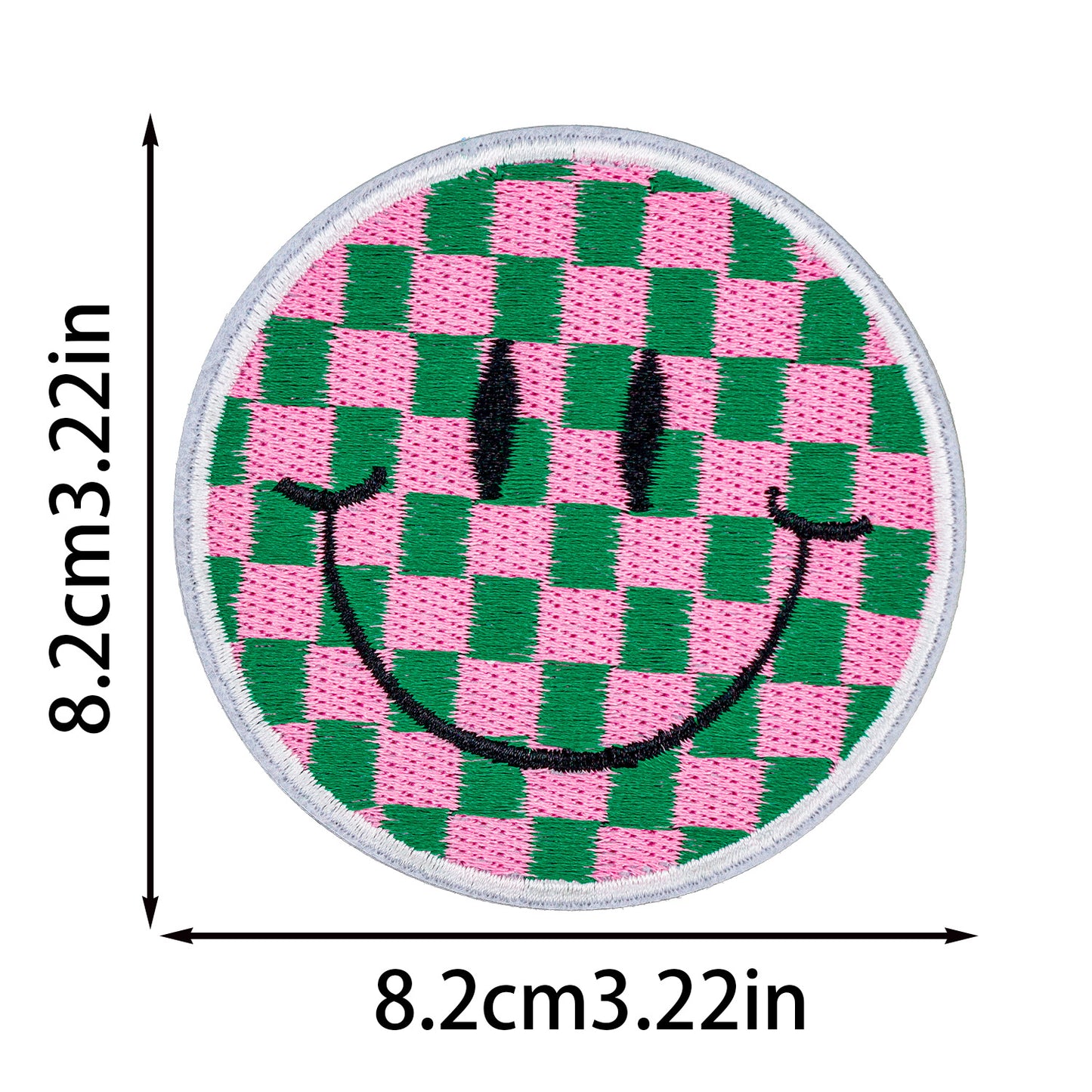 SUPERVALUECHOICE HCSEYSB00113 9Pcs Checkerboard Smiley Face Embroidered Iron On Patches Colorful Clothing DIY Appliques