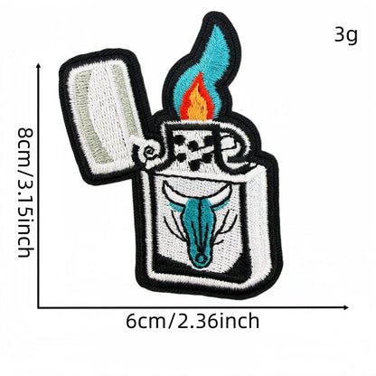 SUPERVALUECHOICE HCSEYSB00023 12Pcs Flame Punk Slogan Embroidered Iron On Patches Edgy Streetwear Clothing Decor Appliques