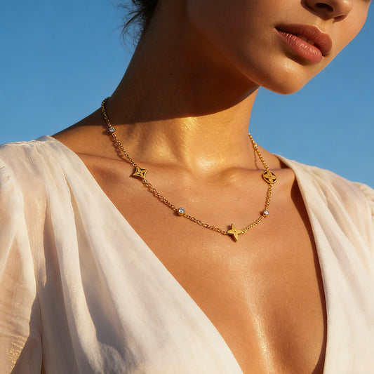 SUPERVALUECHOICE HCSEVA00012 Round Diamond Four-Leaf Clover Necklace