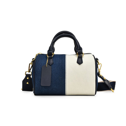 SuperValueChoice HCSEFA00049 Barrel-shaped Denim Handbag and Purse Women Small Tote Shoulder Crossbody Bag with Guitar Adjustable Shoulder Strap