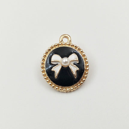 SUPERVALUECHOICE HCSEYD00025 Pearl Bowknot Enamel Metal Charms, DIY Accessories for Jewelry, Bags, Shoes, Phone Case & Car Decor