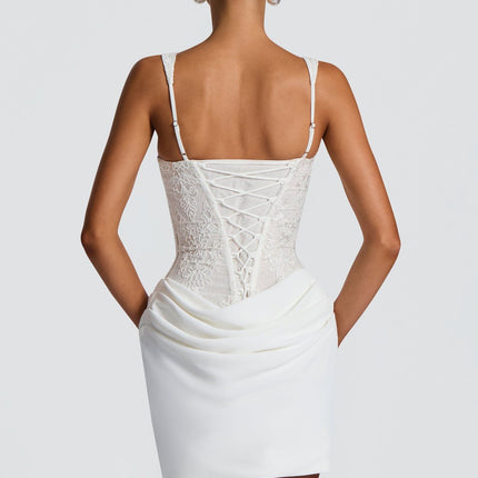 SUPERVALUECHOICE HCSEAC00023 Party Dresses Lace Corset Bustier Spaghetti Strap Ruched Bodycon Mini Dress